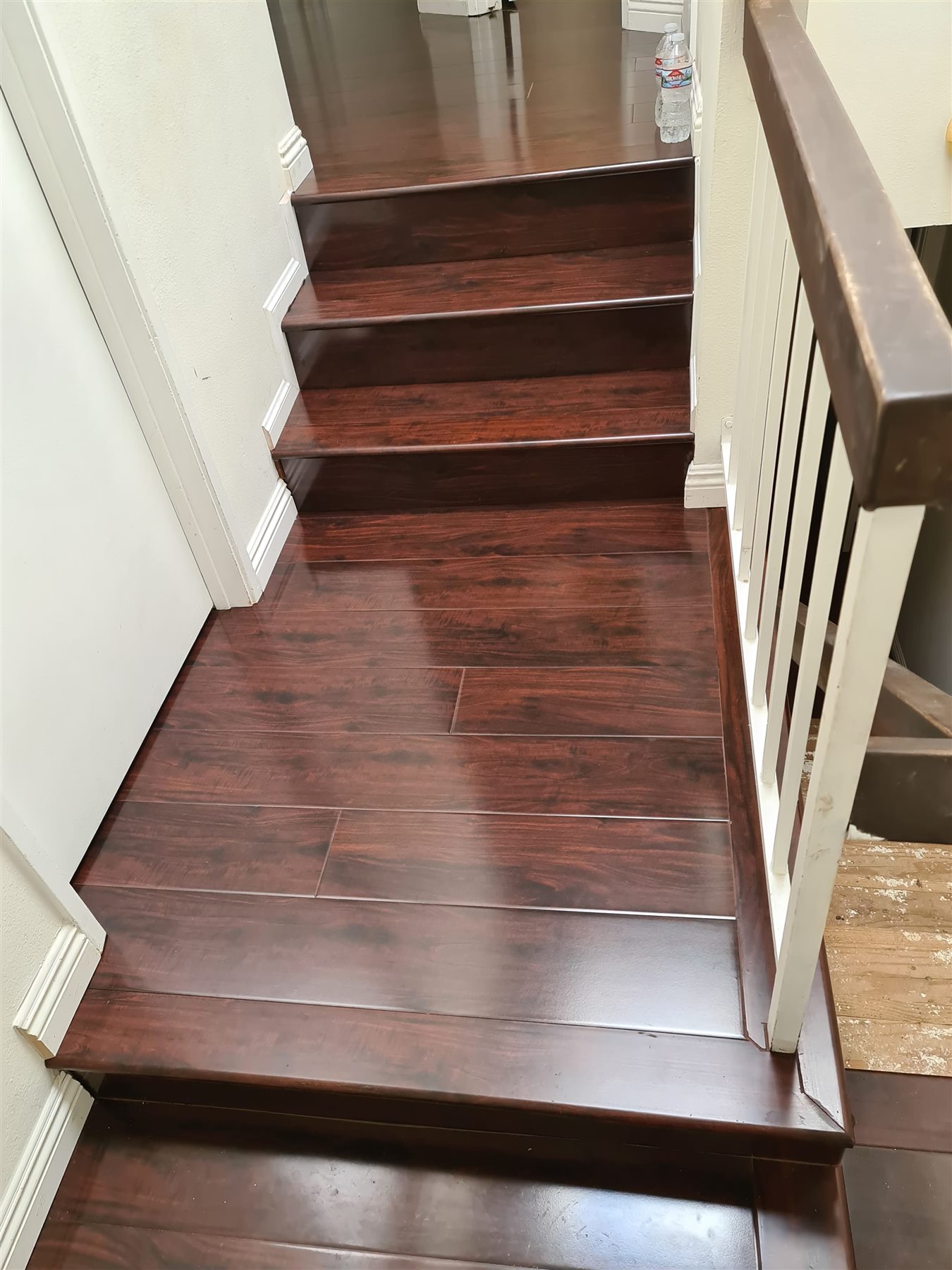 Finished wood staircase