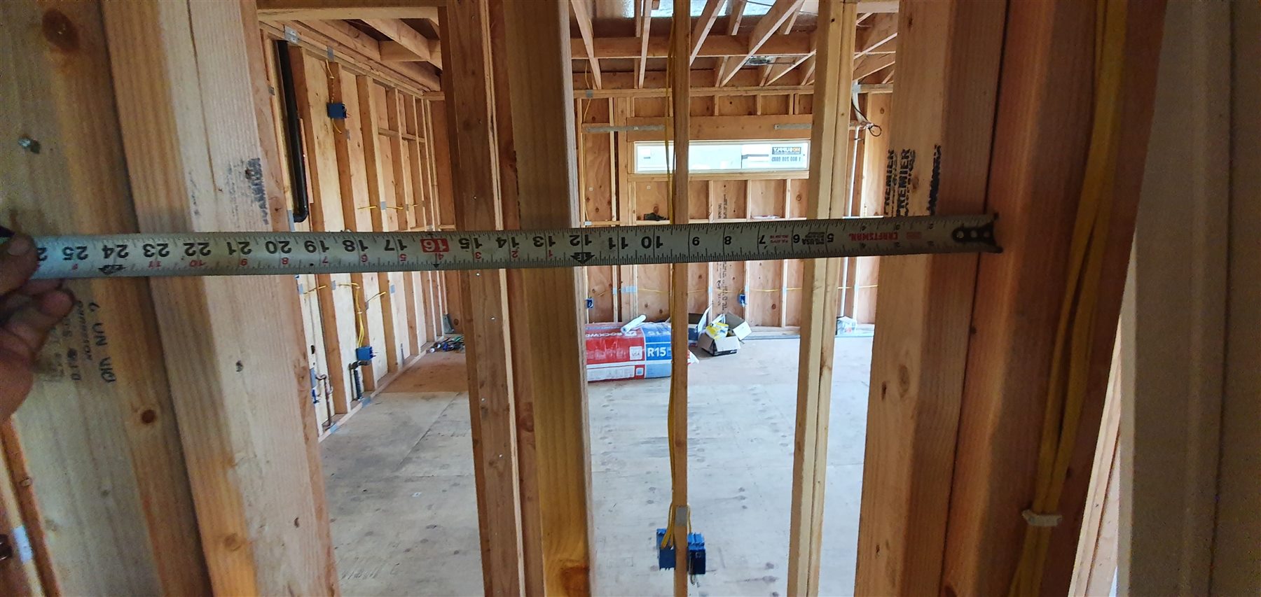 Interior wall framing under construction